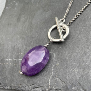 collier femme amethyste belle de lune