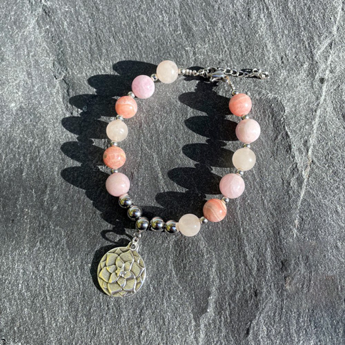 Bracelet Rose / Quartz rose, kunzite & rhodochrosite - Belle de lune