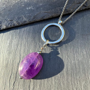 collier femme amethyste belle de lune