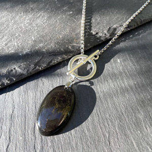 collier femme obsidienne belle de lune