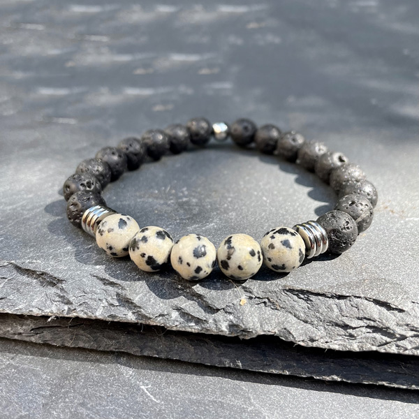 Bracelet homme en jaspe dalmatien Louis