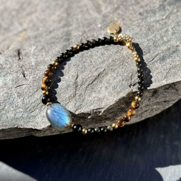 bracelet labradorite tourmaline obsidienne