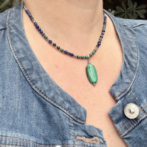 collier femme malachite belle de lune