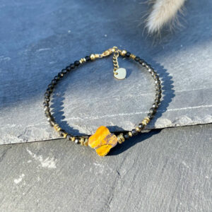 bracelet oeil tigre obsidienne trefle belle de lune