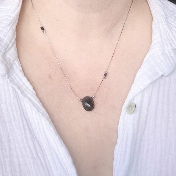 collier obsidienne oeil celeste belle de lune