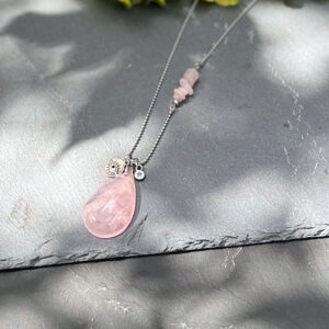 collier quartz rose belle de lune
