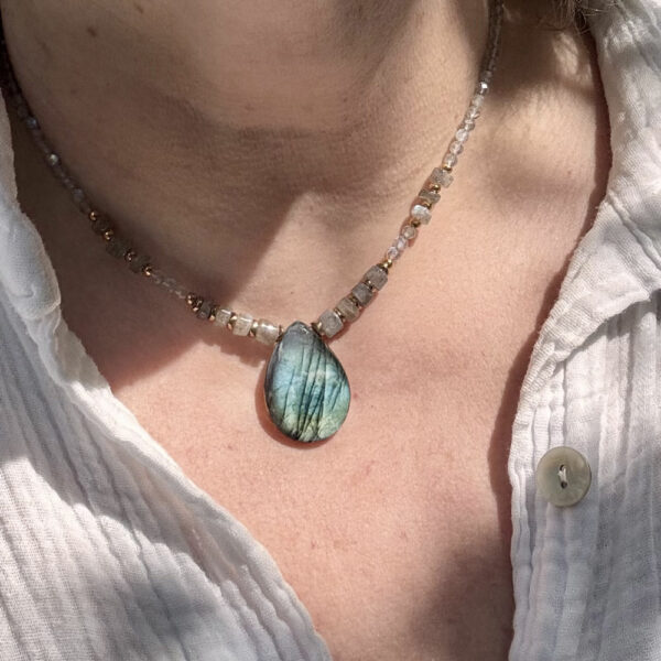 collier labradorite femme protection