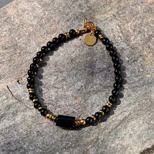 bracelet tourmaline noire pierre brute et polies