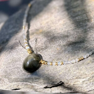Collier en obsidienne œil céleste et labradorite Noèmie