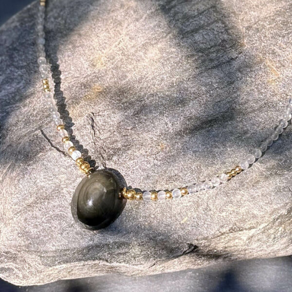 Collier en obsidienne œil céleste et labradorite Noèmie – Image 10