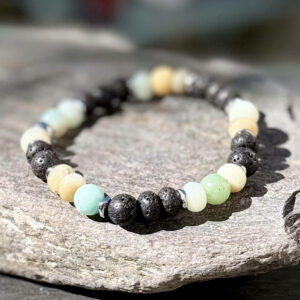 Bracelet pour homme en amazonite, pierre naturelle aux tons bleu-vert, bijou de lithothérapie apaisant et élégant.
