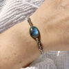 bracelet-labradorite-sur-poignet-bijou-protection_0784 Bracelet en labradorite naturelle, création artisanale Belle de Lune.