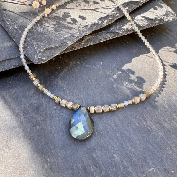 collier-labradorite-cabochon-bijou-energetique-fait-main_1164 Collier fait main en labradorite avec cabochon central, bijou énergétique en pierre naturelle pour équilibre émotionnel et élévation spirituelle.