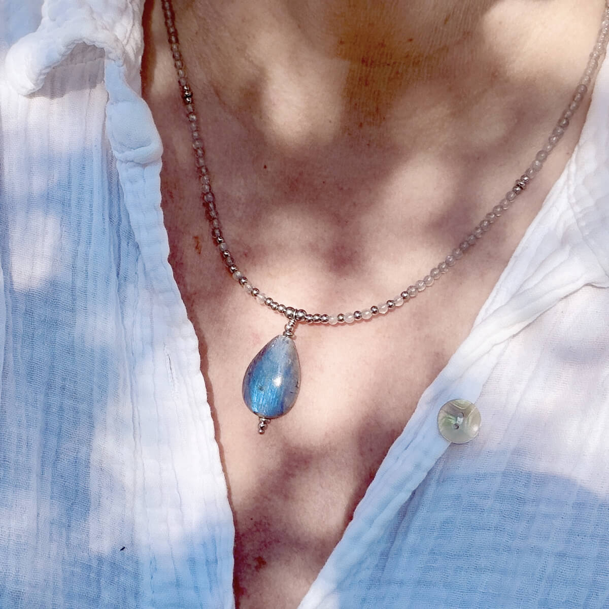 collier en labradorite pour les femmes Belle de lune