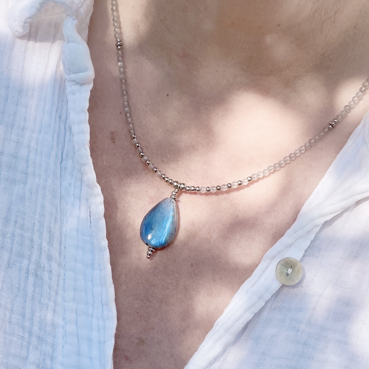 collier en labradorite pour les femmes Belle de lune