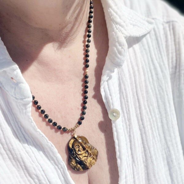 collier-oeil-tigre--obsidienne-celeste-bouddha-femme-belle-de-lune_3524 collier en oeil de tigre et obsidienne-celeste avec bouddha pour femme-belle de lune