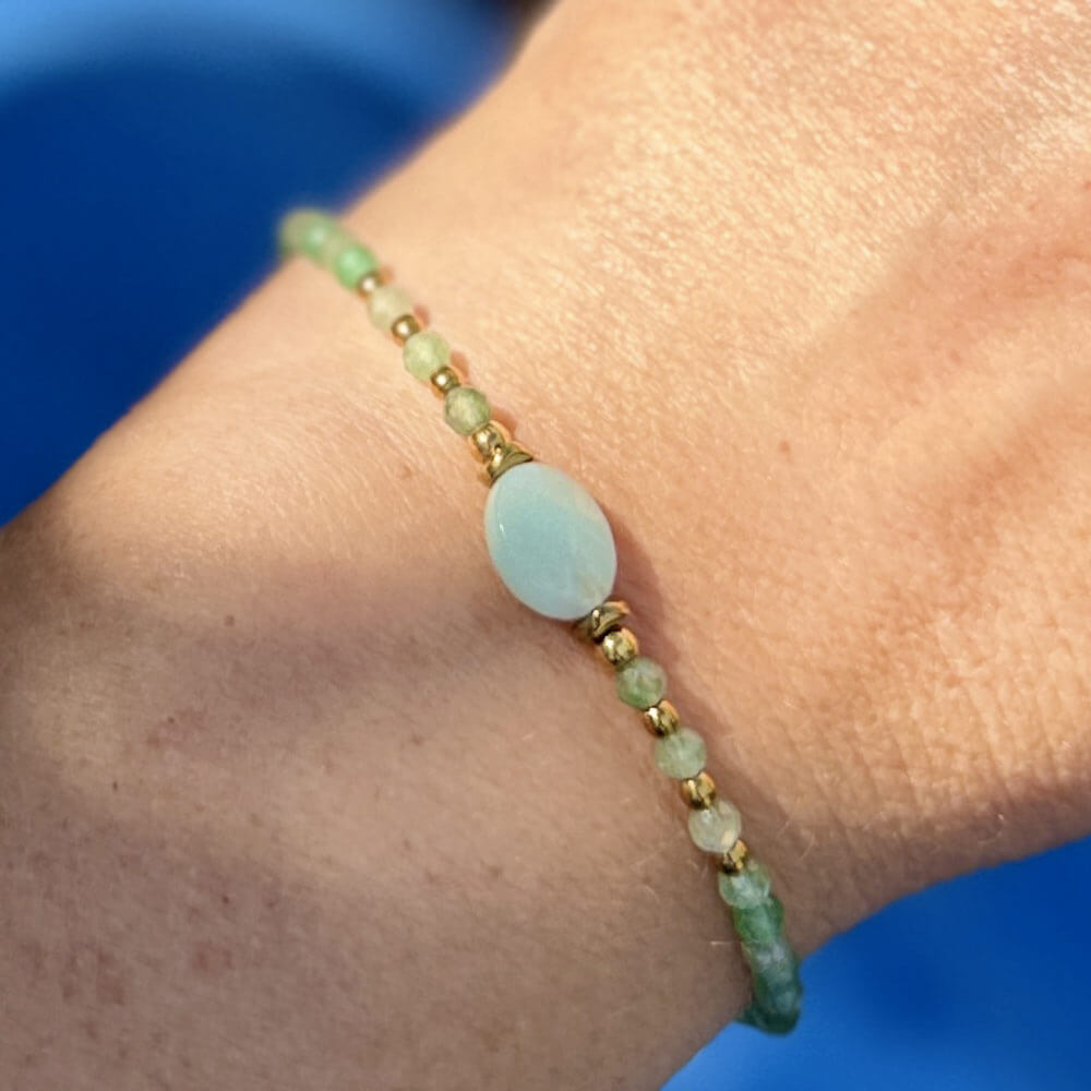 bracelet en amazonite et aventurine pour femme belle de lune