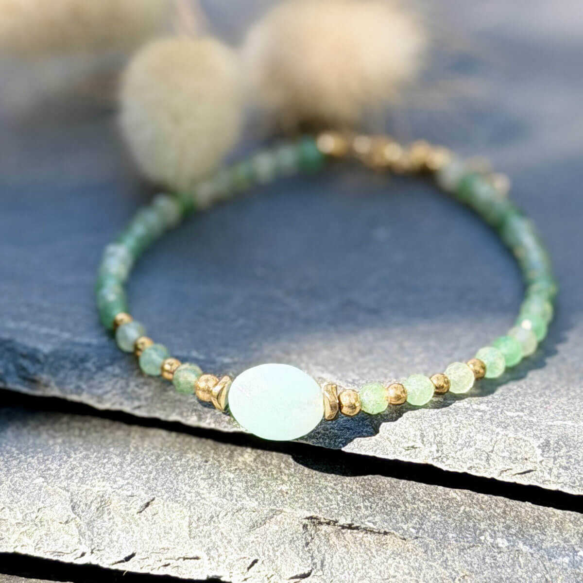 bracelet en amazonite et aventurine pour femme belle de lune