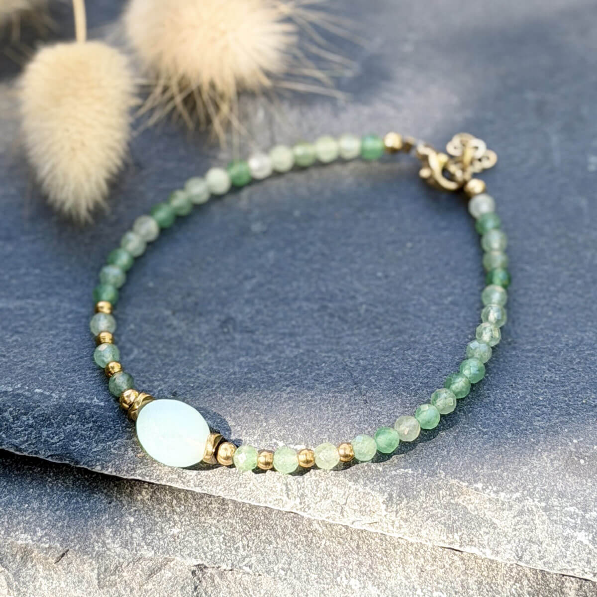bracelet en amazonite et aventurine pour femme belle de lune