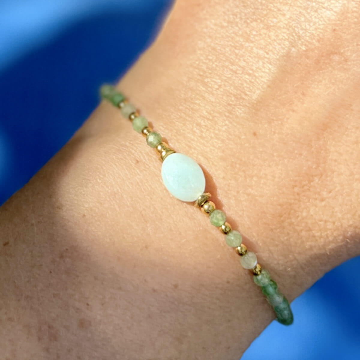 bracelet en amazonite et aventurine pour femme belle de lune