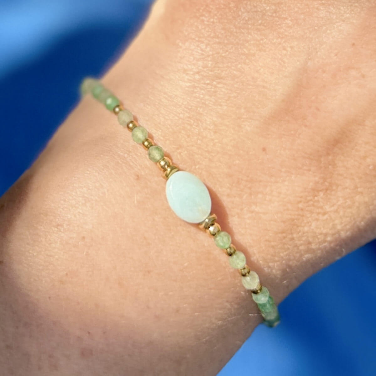 bracelet en amazonite et aventurine pour femme belle de lune