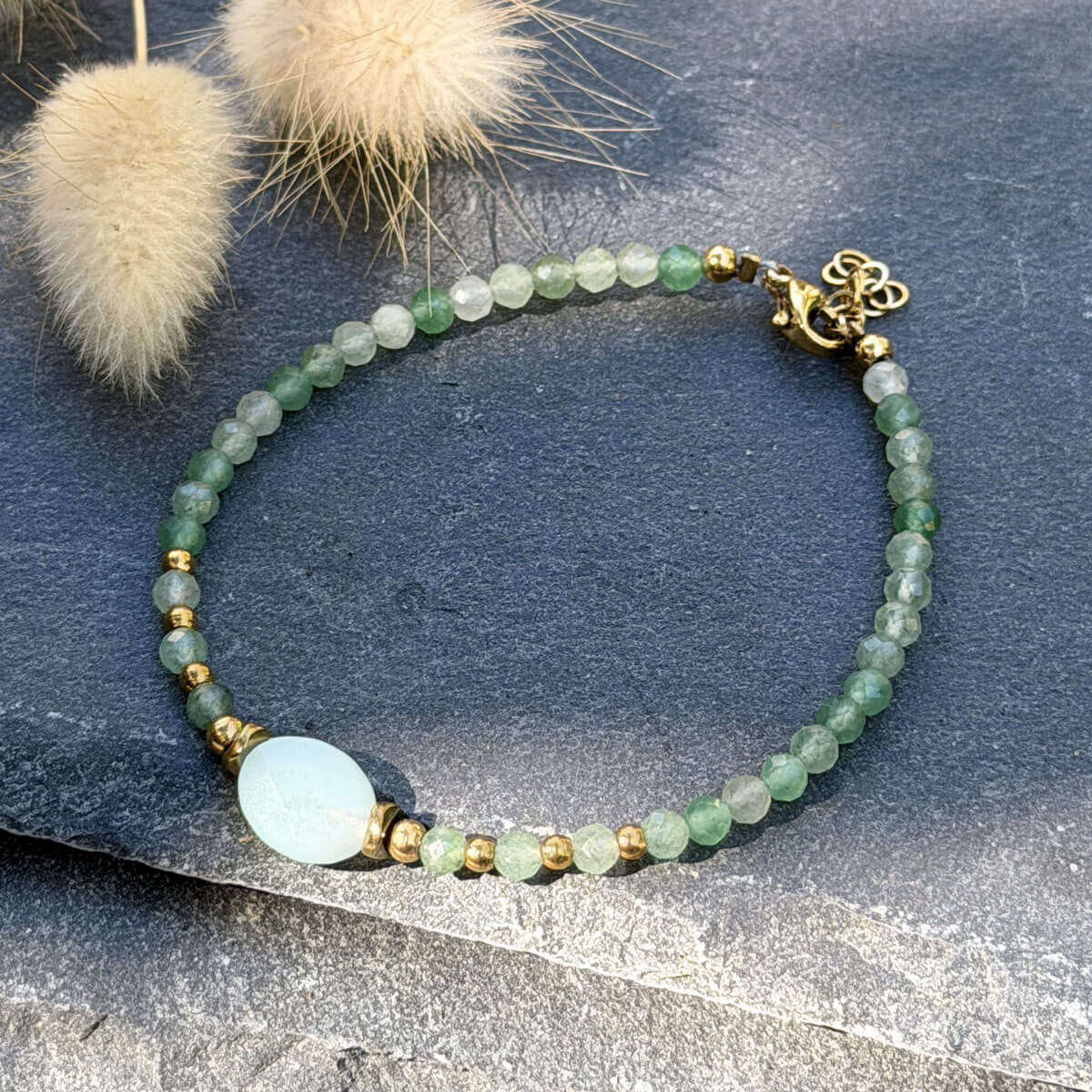 bracelet en amazonite et aventurine pour femme belle de lune
